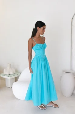 Maxi Dresses|Flowy Dresses>Hello Molly Whimsical Woods Maxi Dress Aqua