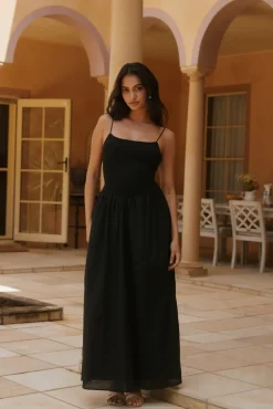 Vacation Dresses|Brunch Dresses>Hello Molly Whispering Willow Maxi Dress Black