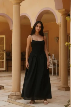 Vacation Dresses|Brunch Dresses>Hello Molly Whispering Willow Maxi Dress Black