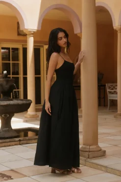 Vacation Dresses|Brunch Dresses>Hello Molly Whispering Willow Maxi Dress Black