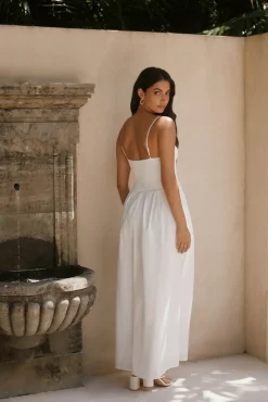 Cocktail Dresses|Vacation Dresses>Hello Molly Whispering Willow Maxi Dress White