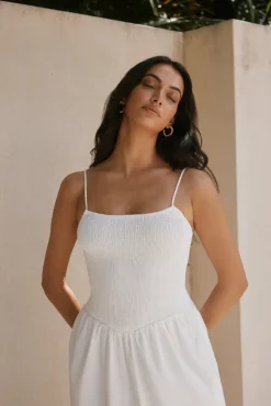 Cocktail Dresses|Vacation Dresses>Hello Molly Whispering Willow Maxi Dress White