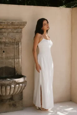 Cocktail Dresses|Vacation Dresses>Hello Molly Whispering Willow Maxi Dress White