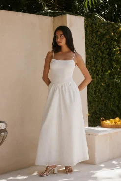 Cocktail Dresses|Vacation Dresses>Hello Molly Whispering Willow Maxi Dress White