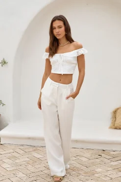 Cropped>Hello Molly Whispering Willows Crop Top White