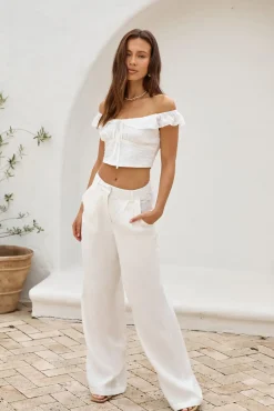 Cropped>Hello Molly Whispering Willows Crop Top White