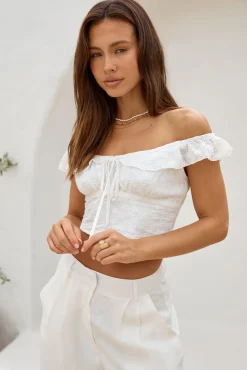 Cropped>Hello Molly Whispering Willows Crop Top White