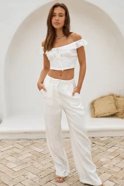 Cropped>Hello Molly Whispering Willows Crop Top White