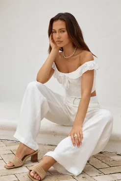 Cropped>Hello Molly Whispering Willows Crop Top White