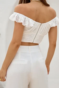Cropped>Hello Molly Whispering Willows Crop Top White