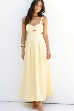 Cocktail Dresses|Date Night Dresses>Hello Molly Wild Dahlia Maxi Dress Yellow