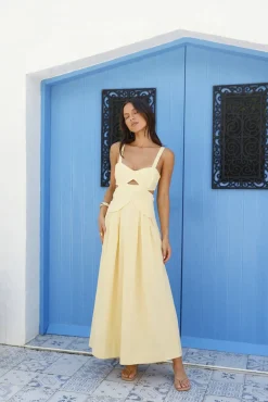 Cocktail Dresses|Date Night Dresses>Hello Molly Wild Dahlia Maxi Dress Yellow