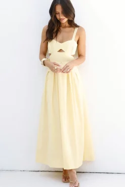 Cocktail Dresses|Date Night Dresses>Hello Molly Wild Dahlia Maxi Dress Yellow