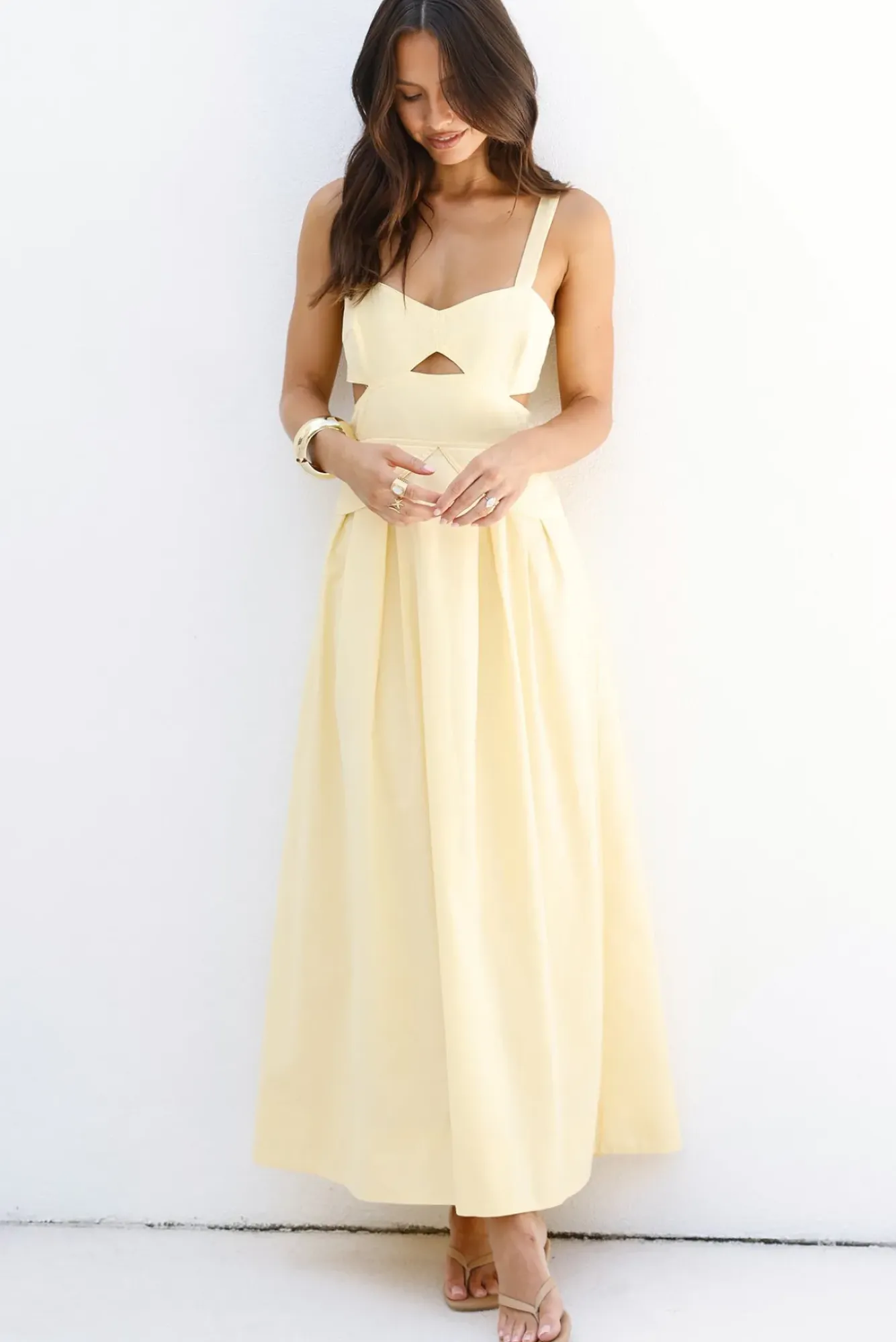 Cocktail Dresses|Date Night Dresses>Hello Molly Wild Dahlia Maxi Dress Yellow
