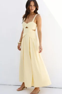Cocktail Dresses|Date Night Dresses>Hello Molly Wild Dahlia Maxi Dress Yellow