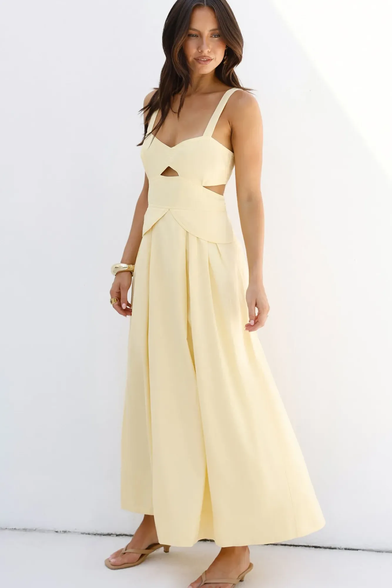 Cocktail Dresses|Date Night Dresses>Hello Molly Wild Dahlia Maxi Dress Yellow