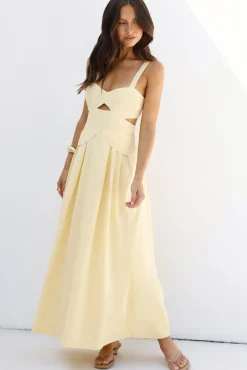 Cocktail Dresses|Date Night Dresses>Hello Molly Wild Dahlia Maxi Dress Yellow