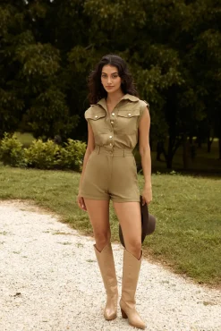 Rompers>Hello Molly Wilderness Adventure Romper Khaki