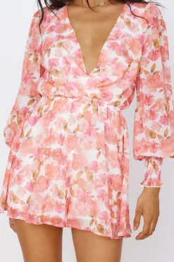Rompers>Hello Molly Wildflower Sky Romper Pink