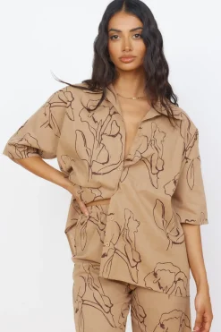 Cropped|Two-Piece Pants Set>Hello Molly Wildflower Soul Set Brown