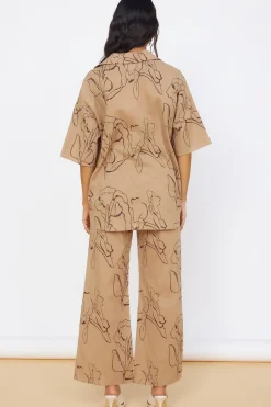 Cropped|Two-Piece Pants Set>Hello Molly Wildflower Soul Set Brown