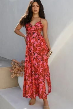 Wedding Guest Dresses|Cocktail Dresses>Hello Molly Wild Poppies Maxi Dress Pink