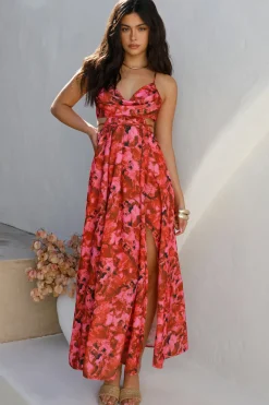 Wedding Guest Dresses|Cocktail Dresses>Hello Molly Wild Poppies Maxi Dress Pink