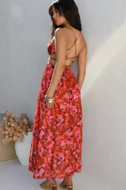 Wedding Guest Dresses|Cocktail Dresses>Hello Molly Wild Poppies Maxi Dress Pink