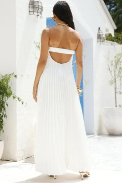 White Dresses|Maxi Dresses>Hello Molly Willow Breeze Pleated Maxi Dress White