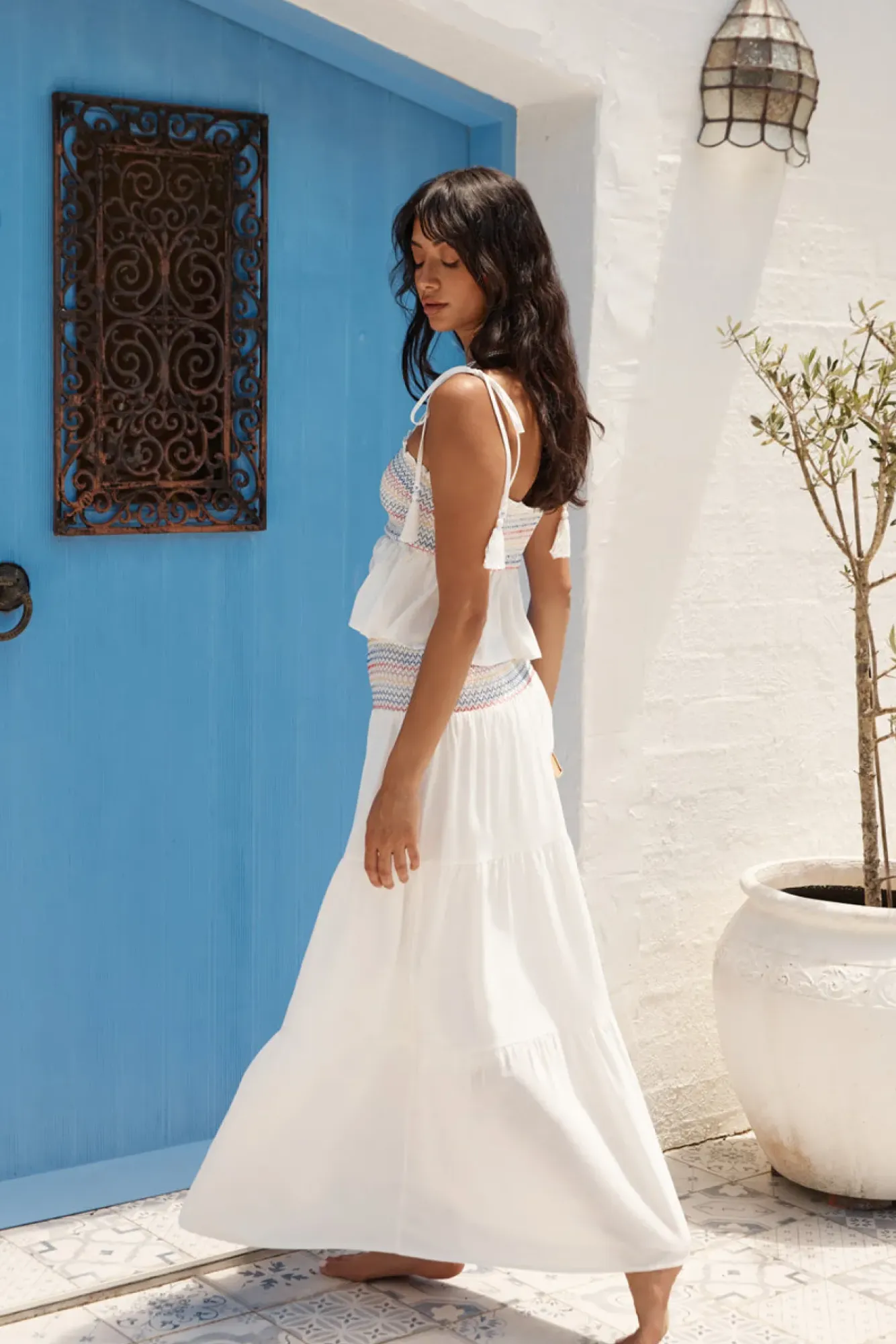 Skirt And Top Sets>Hello Molly Winding Roads Set White
