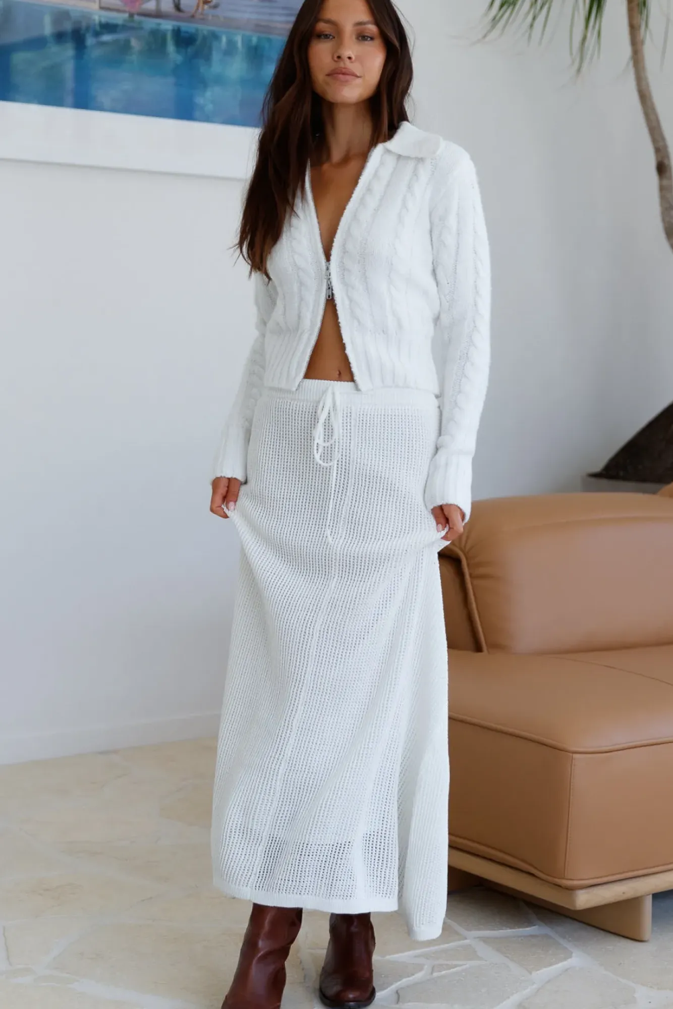 Cardigans|Long Sleeve>Hello Molly Winter Bliss Knit Cardigan White