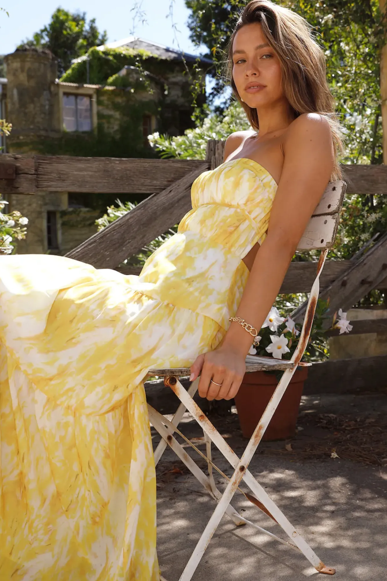 Wedding Guest Dresses|Cocktail Dresses>Hello Molly Wishful Strapless Maxi Dress Yellow