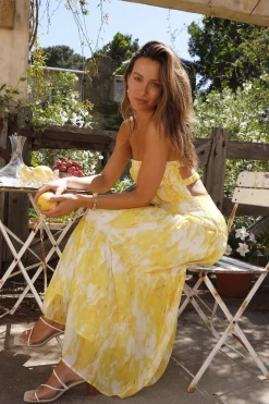 Wedding Guest Dresses|Cocktail Dresses>Hello Molly Wishful Strapless Maxi Dress Yellow