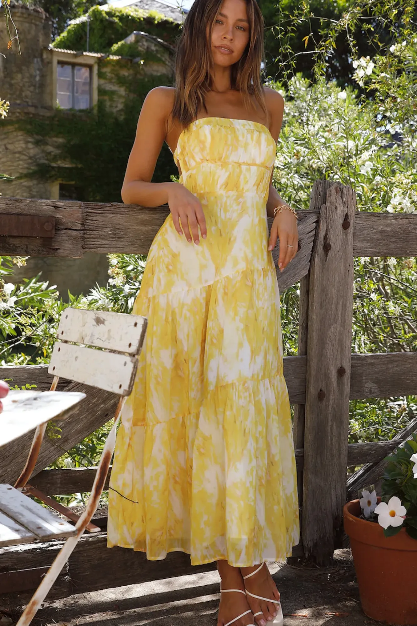 Wedding Guest Dresses|Cocktail Dresses>Hello Molly Wishful Strapless Maxi Dress Yellow