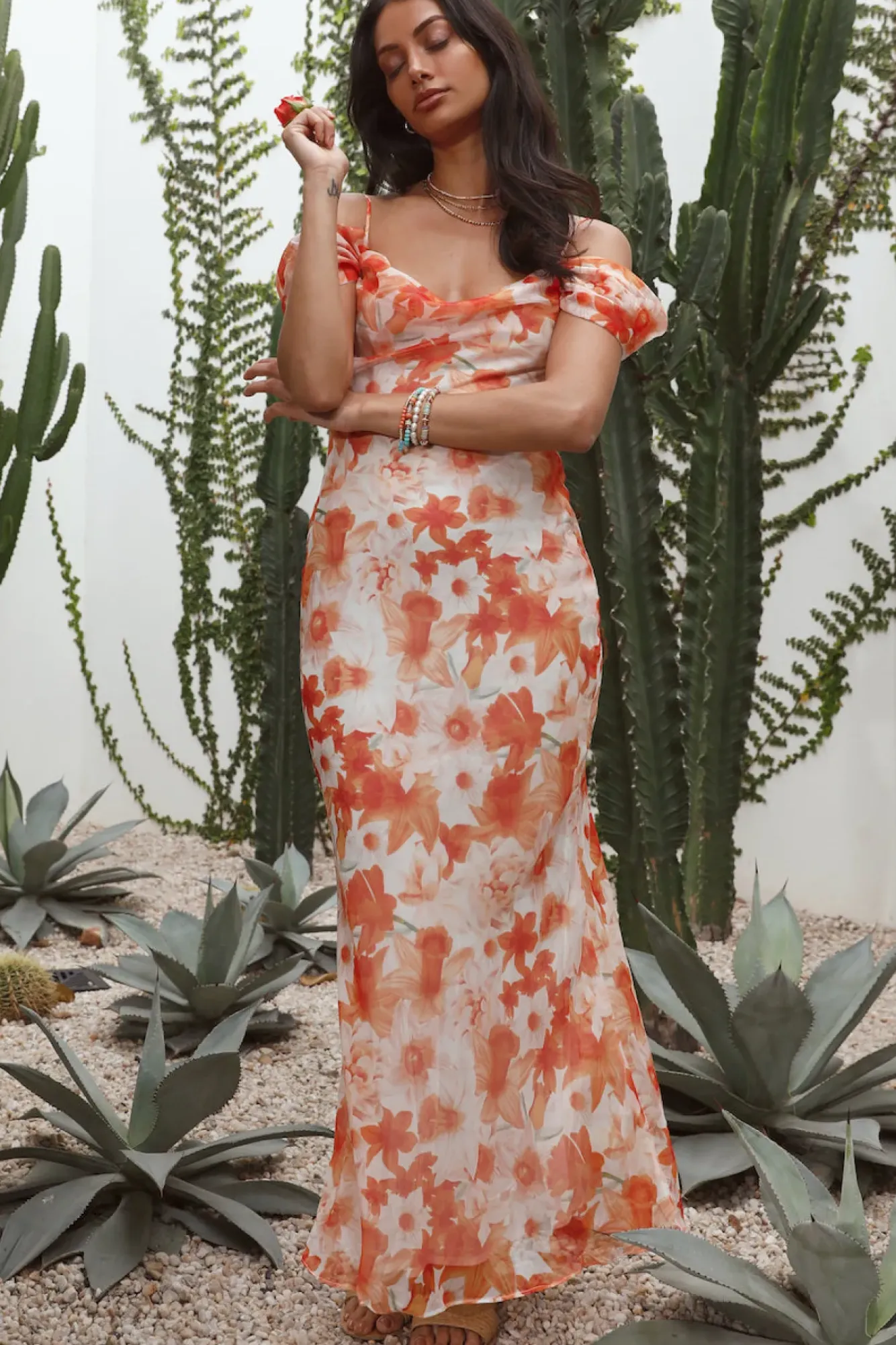 Cocktail Dresses|Brunch Dresses>Hello Molly Wishing Well Maxi Dress Orange
