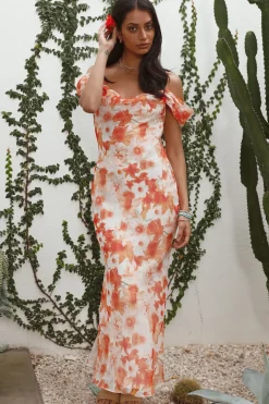 Cocktail Dresses|Brunch Dresses>Hello Molly Wishing Well Maxi Dress Orange