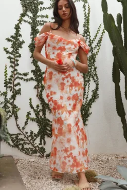 Cocktail Dresses|Brunch Dresses>Hello Molly Wishing Well Maxi Dress Orange