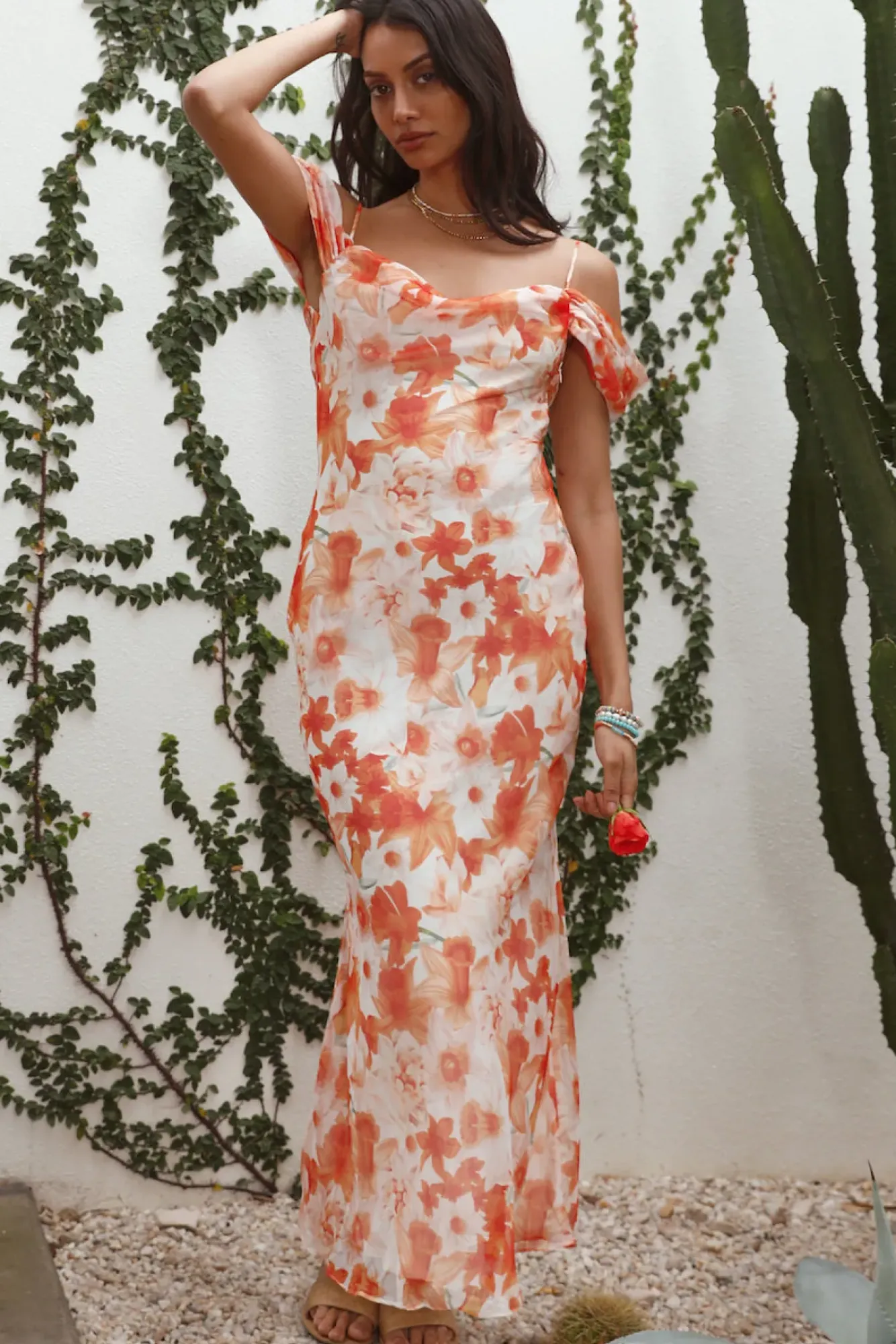 Cocktail Dresses|Brunch Dresses>Hello Molly Wishing Well Maxi Dress Orange