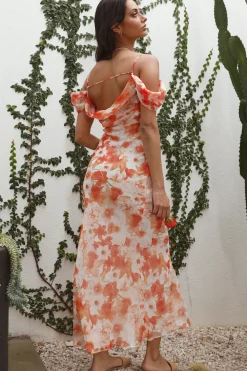 Cocktail Dresses|Brunch Dresses>Hello Molly Wishing Well Maxi Dress Orange