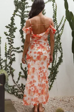 Cocktail Dresses|Brunch Dresses>Hello Molly Wishing Well Maxi Dress Orange