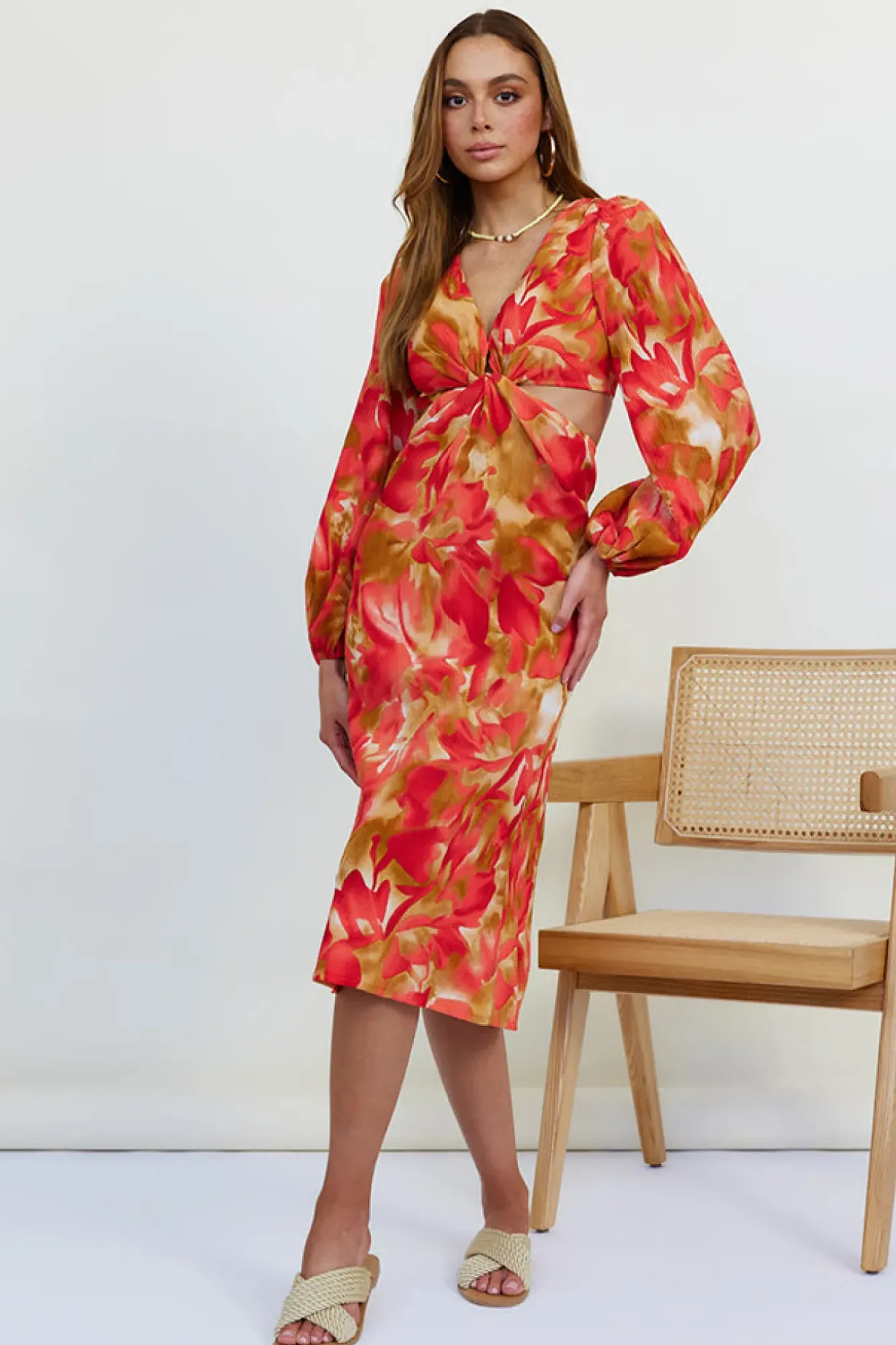 Vacation Dresses|Spring Break Dresses>Hello Molly Wish On A Star Midi Dress Red