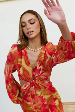 Vacation Dresses|Spring Break Dresses>Hello Molly Wish On A Star Midi Dress Red