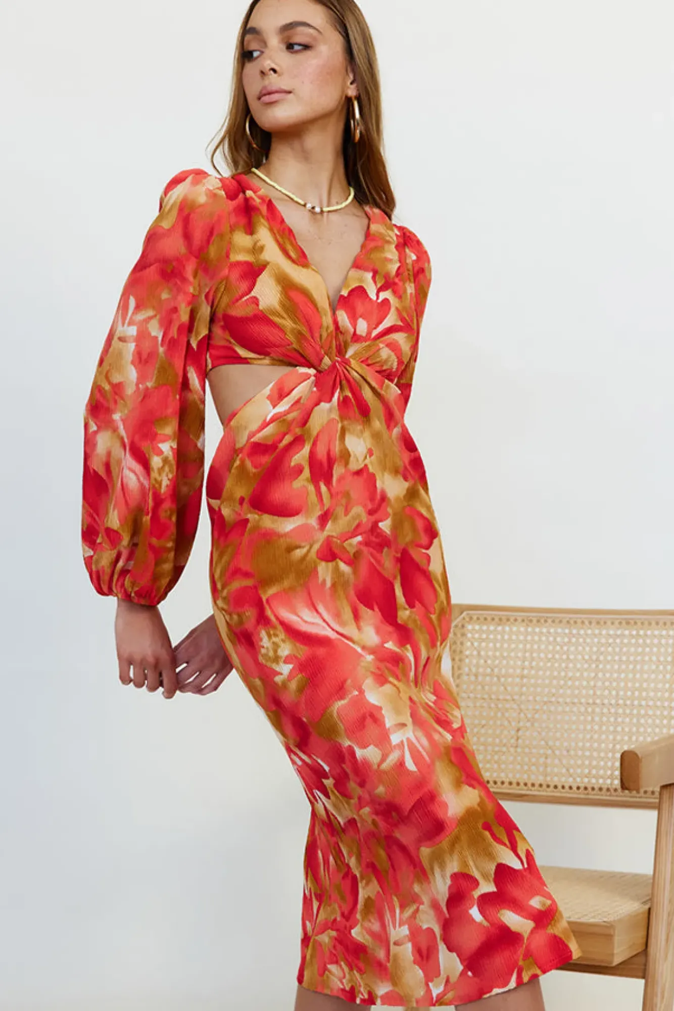 Vacation Dresses|Spring Break Dresses>Hello Molly Wish On A Star Midi Dress Red