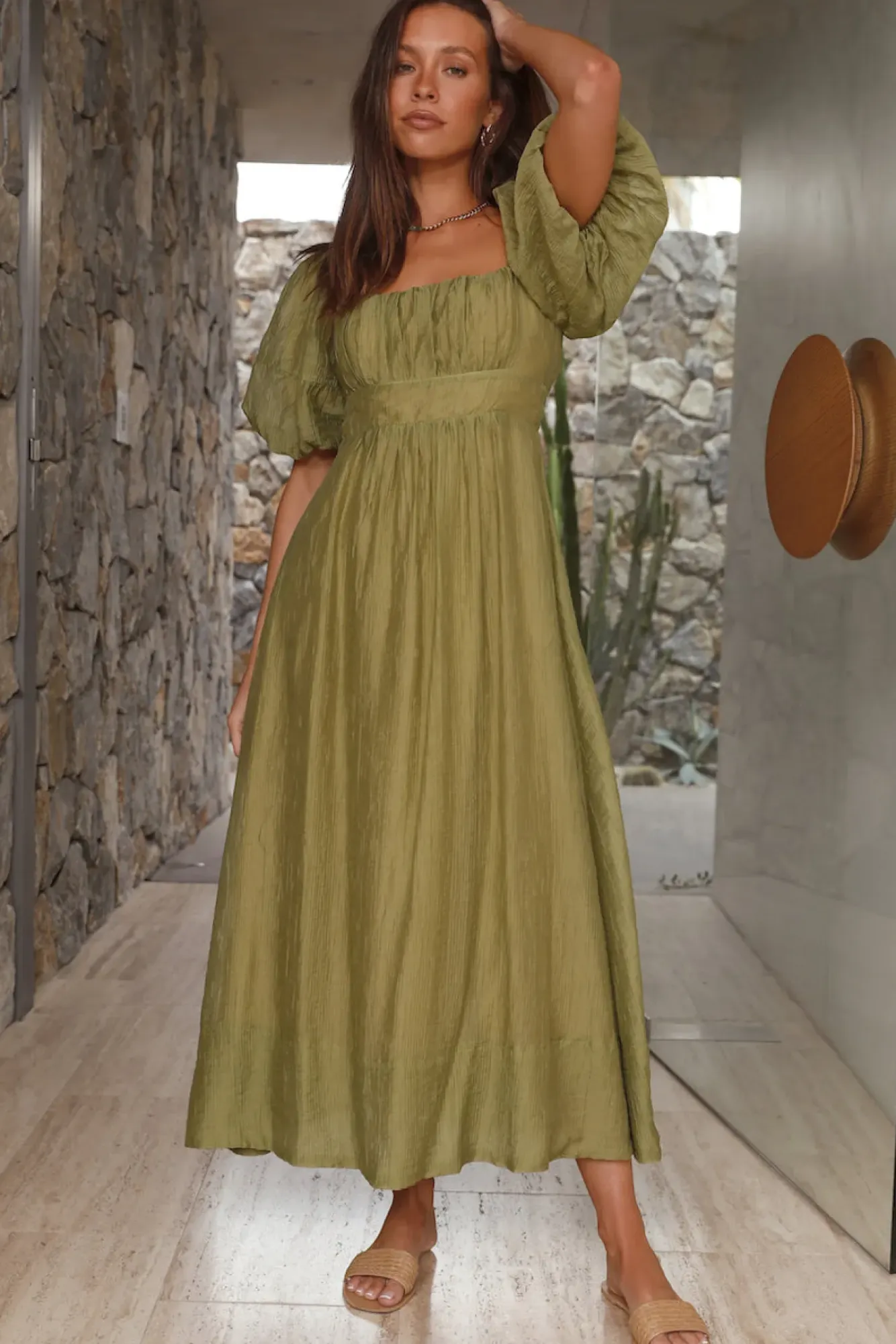 Wedding Guest Dresses|Cocktail Dresses>Hello Molly Without A Care Maxi Dress Green