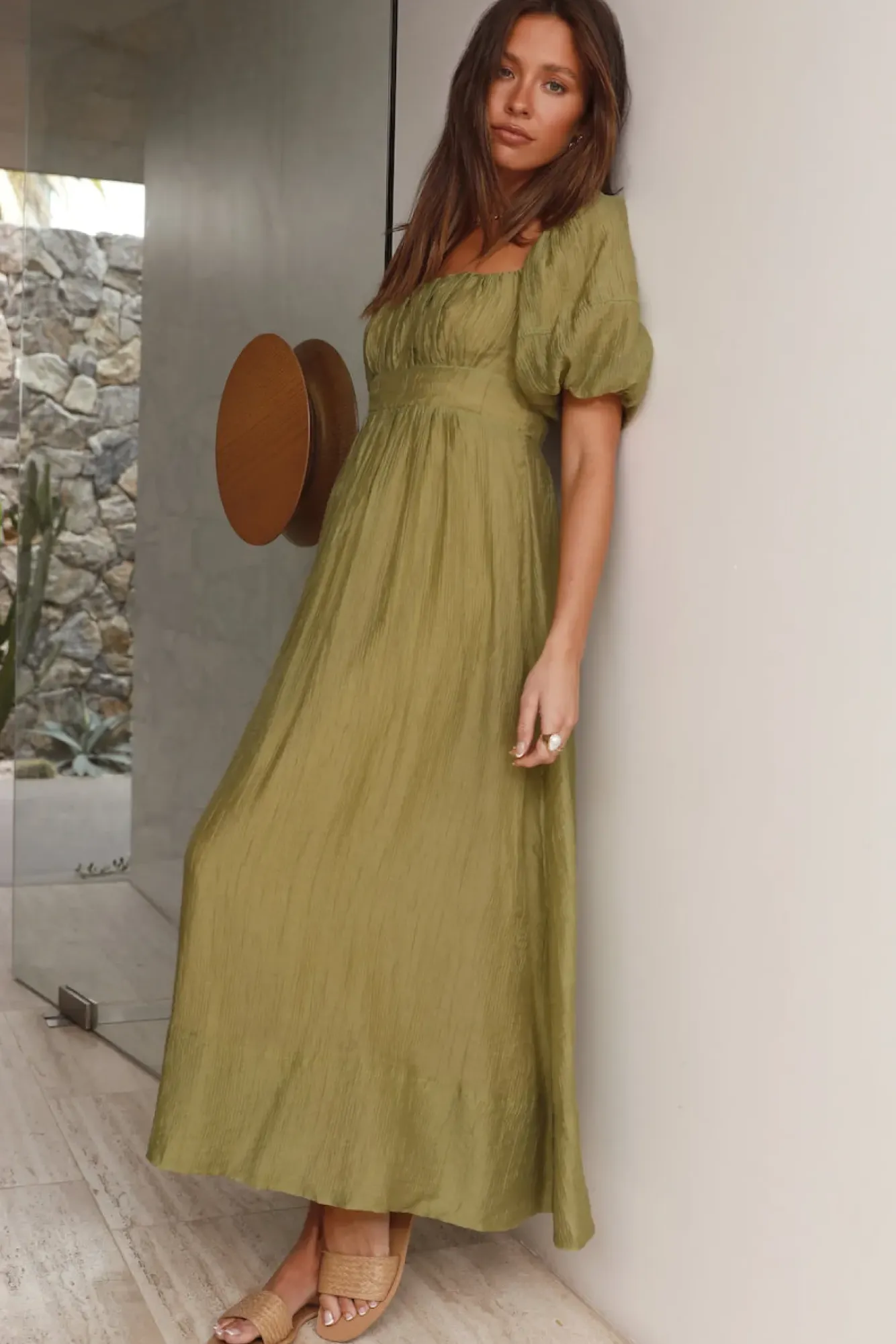 Wedding Guest Dresses|Cocktail Dresses>Hello Molly Without A Care Maxi Dress Green