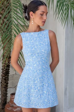 Vacation Dresses|Spring Break Dresses>Hello Molly Wonderous Moment Mini Dress Blue