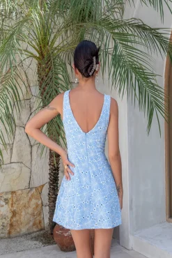 Vacation Dresses|Spring Break Dresses>Hello Molly Wonderous Moment Mini Dress Blue