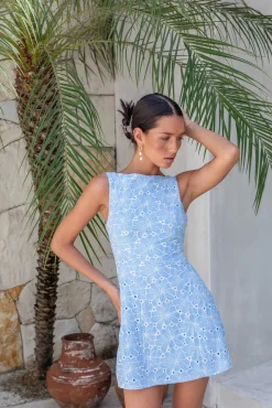 Vacation Dresses|Spring Break Dresses>Hello Molly Wonderous Moment Mini Dress Blue