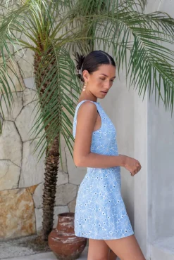 Vacation Dresses|Spring Break Dresses>Hello Molly Wonderous Moment Mini Dress Blue