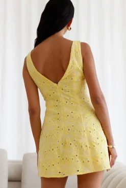 Vacation Dresses|Brunch Dresses>Hello Molly Wonderous Moment Mini Dress Yellow